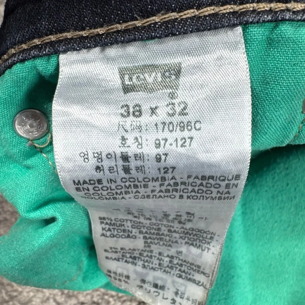 Levis 511 Slim Fit Jeans Mens 38x32 Dark Wash Indigo Denim Button Fly 191110003